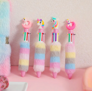 Unicorn Fluffly Pen Rainbow Fur Ballpoint Pen 6 Multicolor Pen