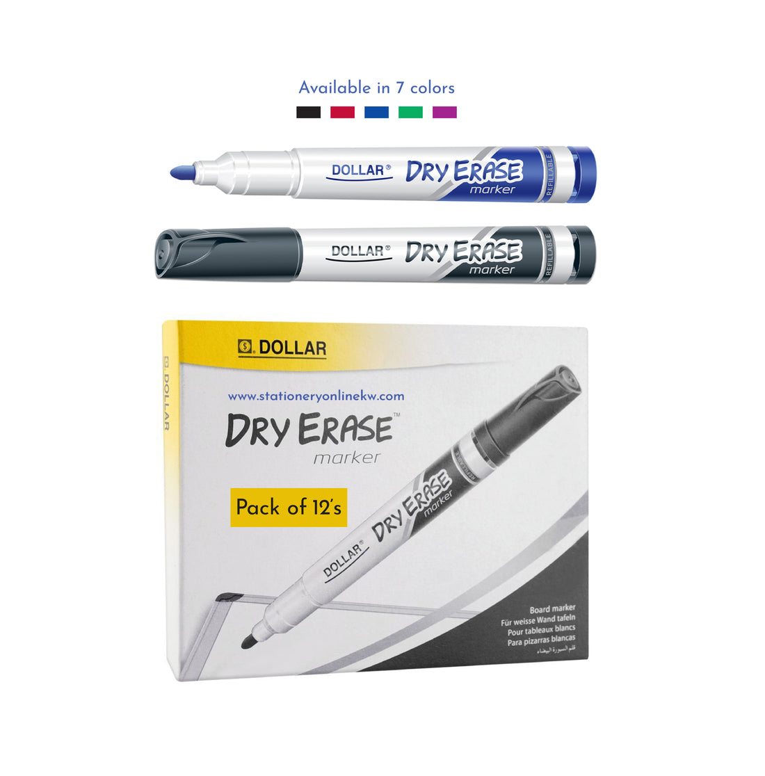 Dollar Dry Erase Whiteboard Marker 2MM - DE 2 - 12-Pcs