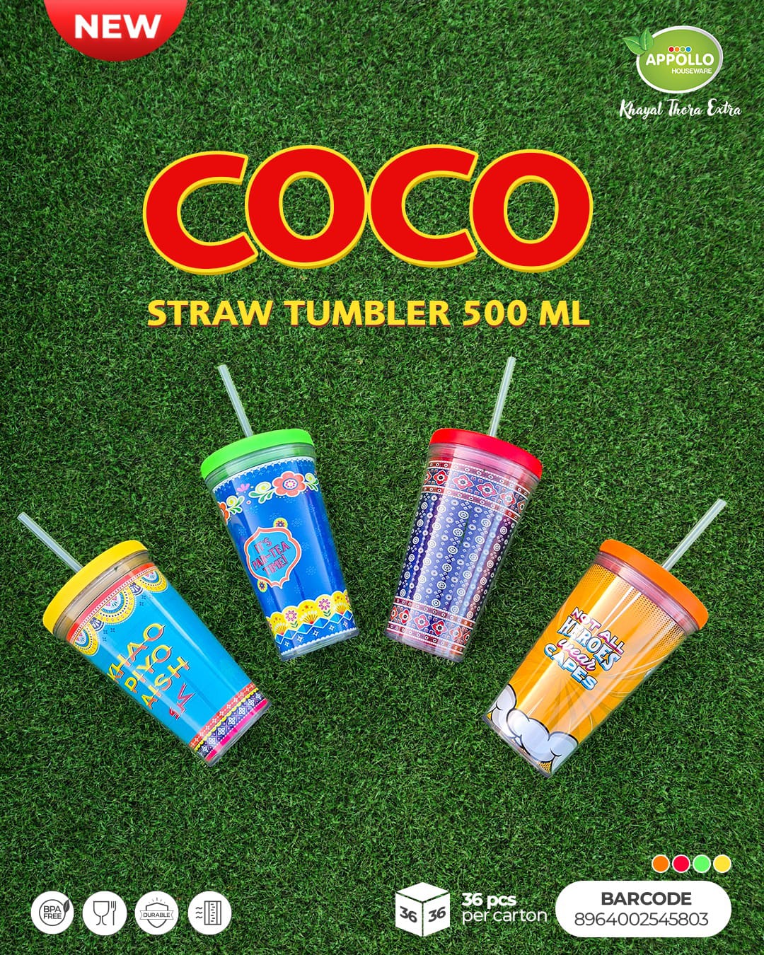 COCO Straw Tumbler 500ml