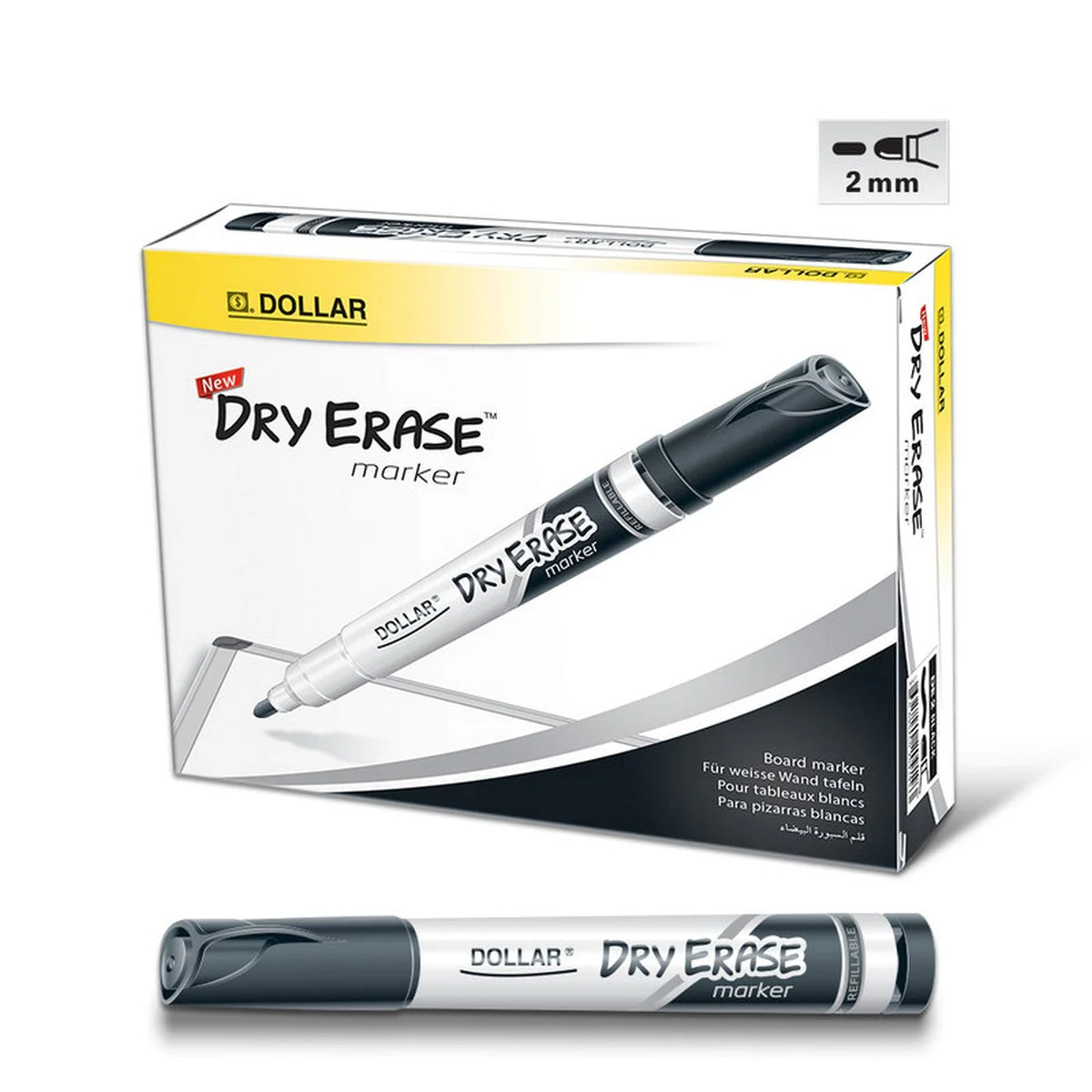 Dollar Dry Erase Whiteboard Marker 2MM - DE 2 - 12-Pcs